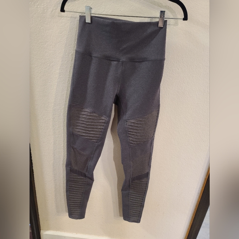Alo High Waist Moto Legging In Stormy Heather Grey Size Large